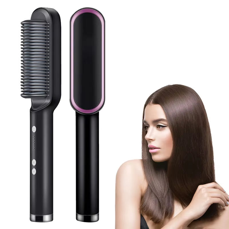 Transform Your Hair with the Professional Electric Hair Straightener Brush - Fast Heating & Effortless Styling!