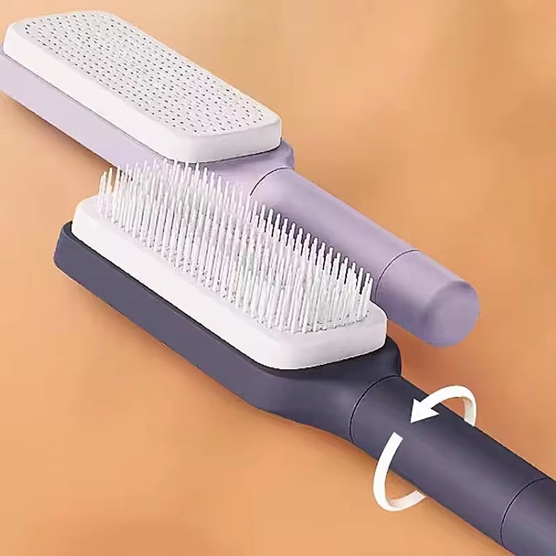 Transform Your Hair Care Routine with the Self-Cleaning Hairbrush - Effortless Cleaning, Scalp Massaging, and Static Control!