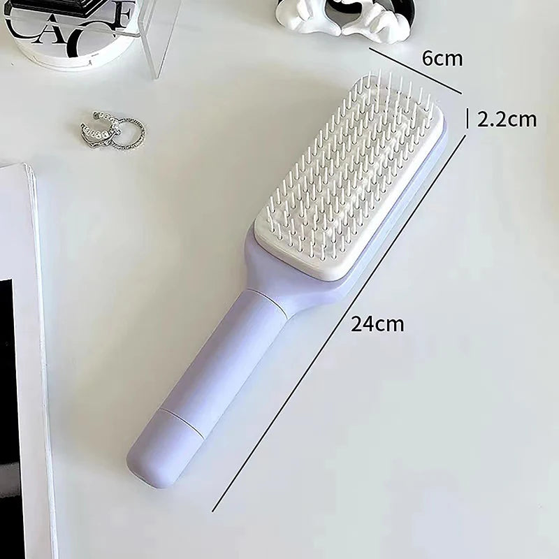 Transform Your Hair Care Routine with the Self-Cleaning Hairbrush - Effortless Cleaning, Scalp Massaging, and Static Control!