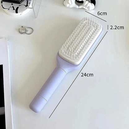Transform Your Hair Care Routine with the Self-Cleaning Hairbrush - Effortless Cleaning, Scalp Massaging, and Static Control!