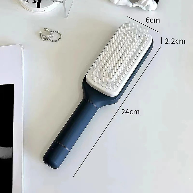 Transform Your Hair Care Routine with the Self-Cleaning Hairbrush - Effortless Cleaning, Scalp Massaging, and Static Control!