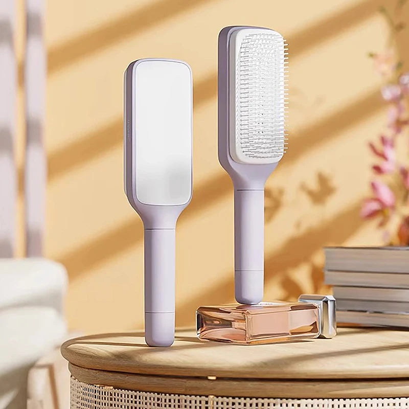 Transform Your Hair Care Routine with the Self-Cleaning Hairbrush - Effortless Cleaning, Scalp Massaging, and Static Control!
